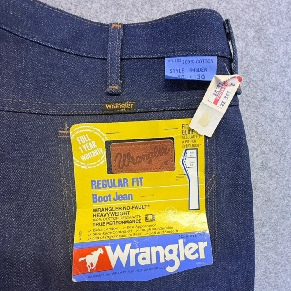 Vintage Wrangler 945DEN Regular Fit Bootcut Jeans Indigo 40x30 Made in USA NWT